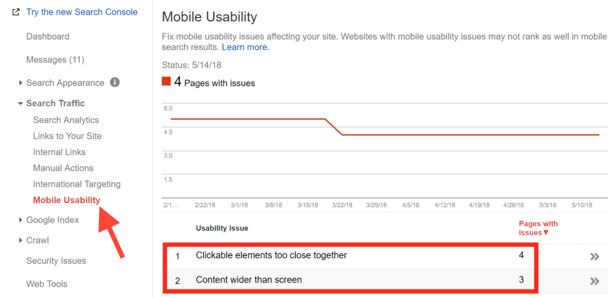 Mobile Usability در کنسول جستجو گوگل