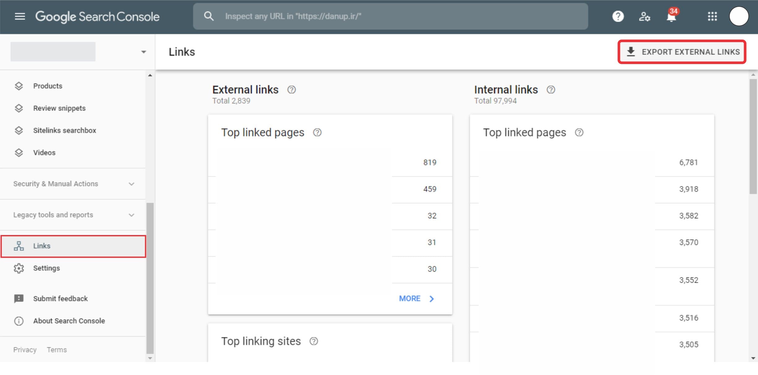 disavow links in google search console