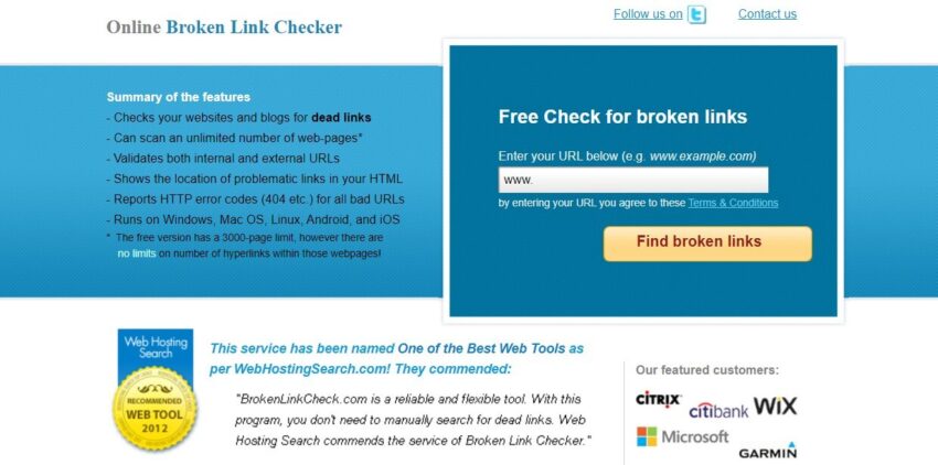 وبسایت Online Broken Link Checker