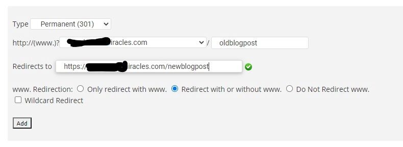 redirection in cpanel