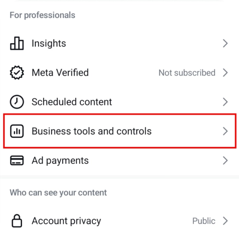 ورود به Business tools and controls