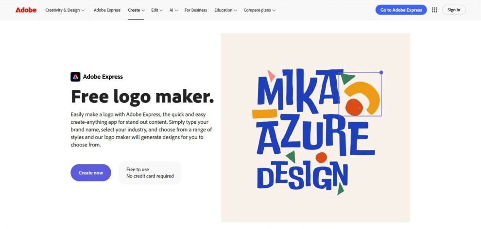 هوش مصنوعی Adobe Express Logo Maker
